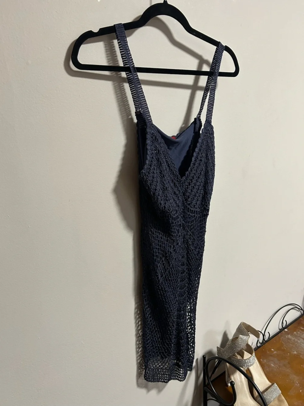 Navy Crochet Knit Tank - Picture 3 of 3